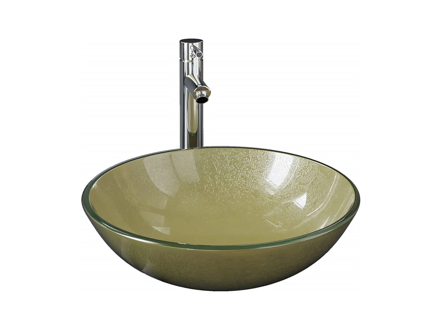 Lavandino del bagno con rubinetto e scarico a pulsante in vetro temperato