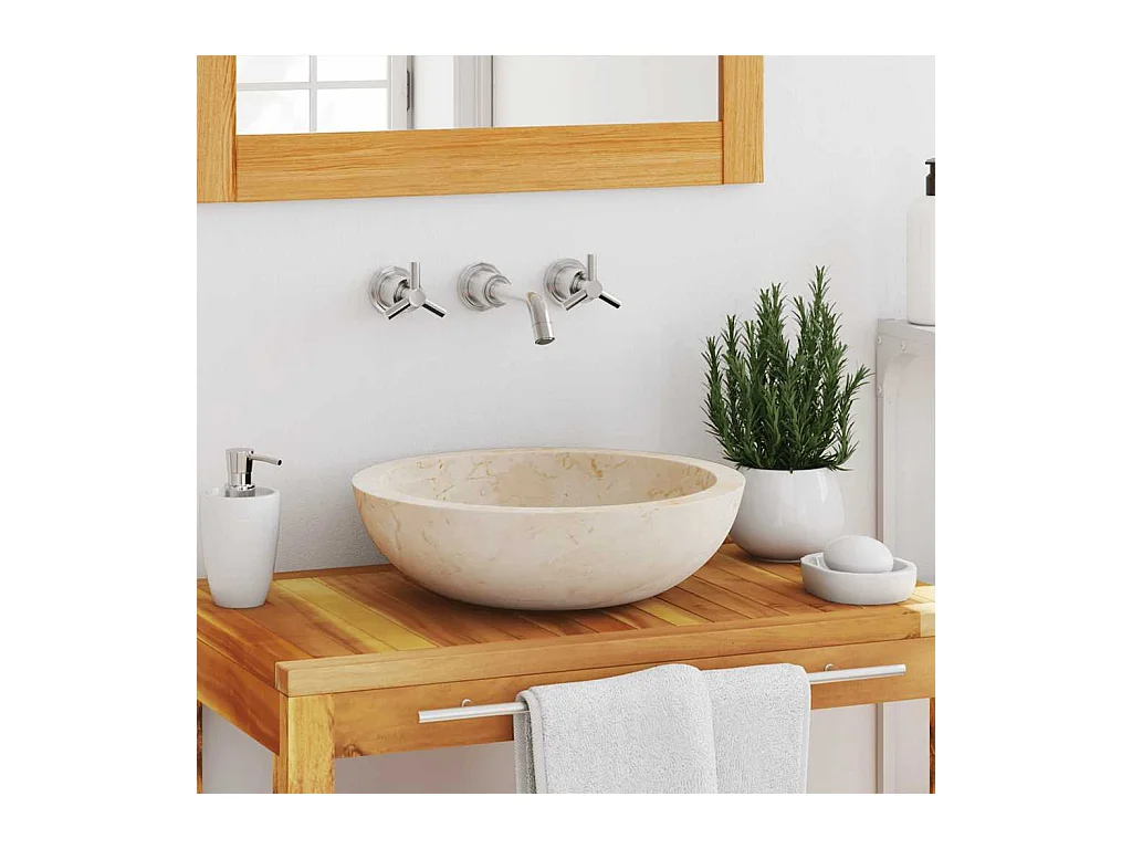 Wastafel 40 x 12 cm Crème Marmer