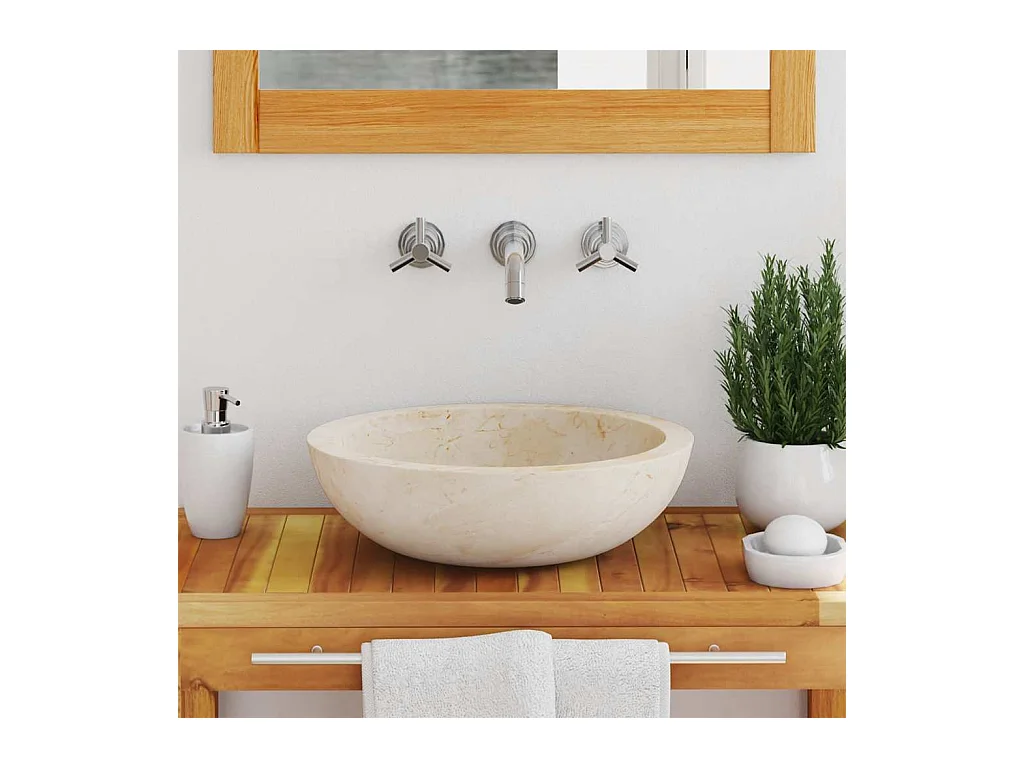 Wastafel 40 x 12 cm Crème Marmer