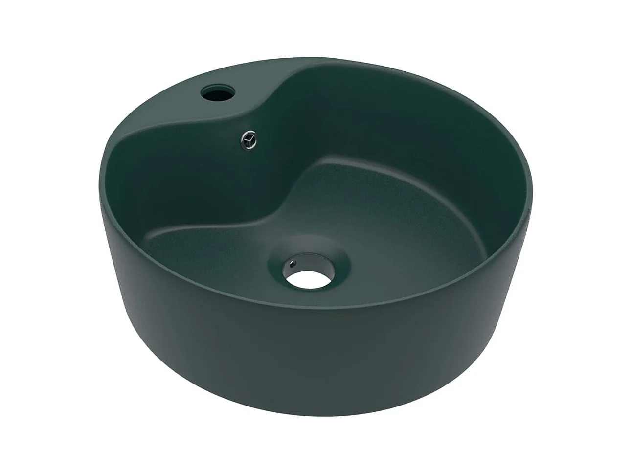 Lavabo de lujo con rebosadero Verde oscuro mate 36x13cm Cerámica