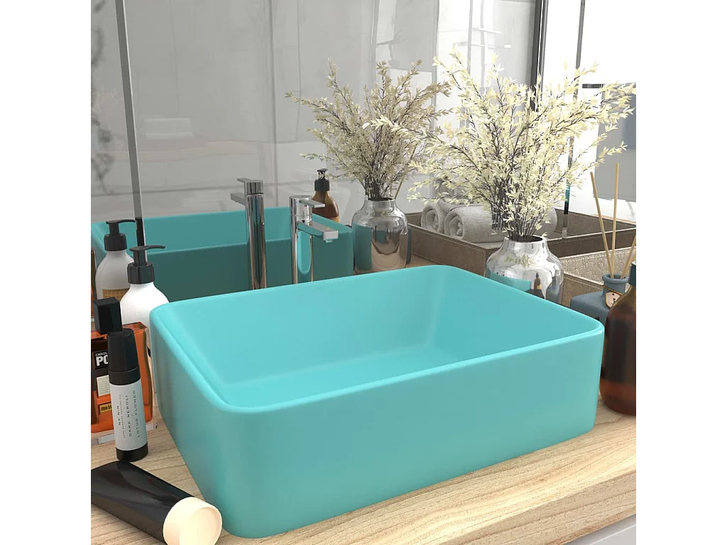 Lavabo de lujo verde claro mate 41x30x12 cm Cerámica