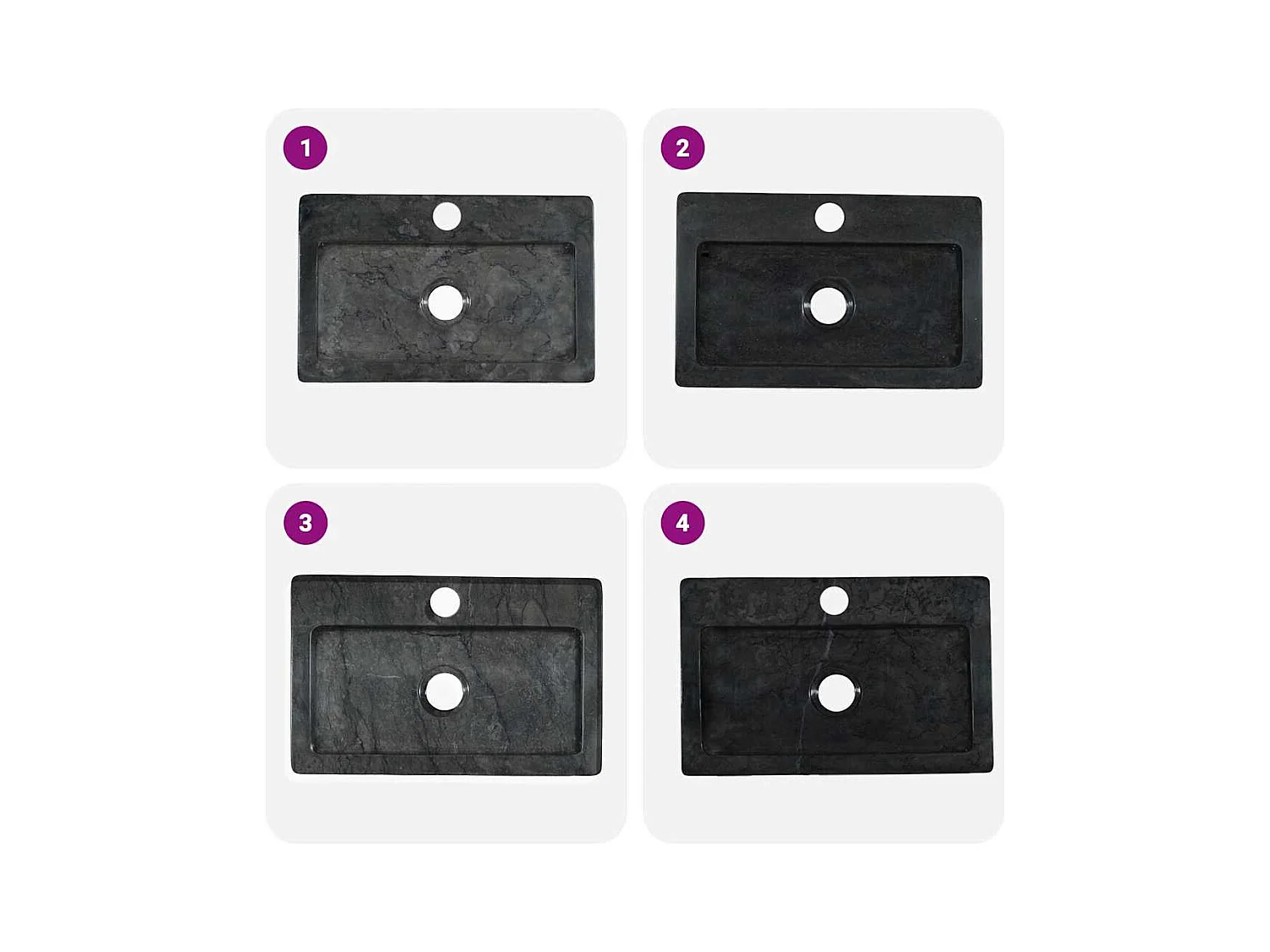 Lavabo de pared negro 38x24x6,5 cm mármol