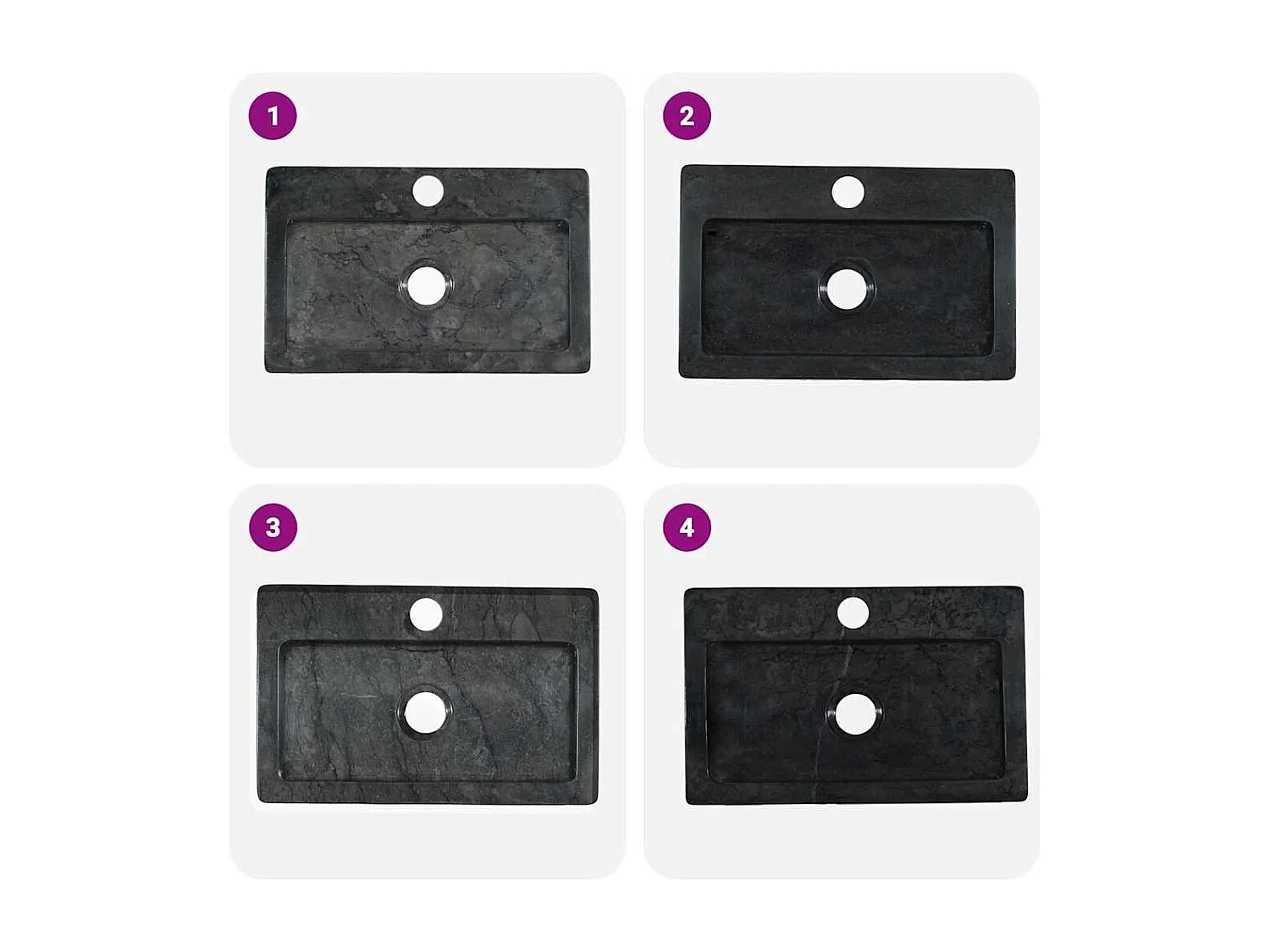 Lavandino a parete nero 38x24x6,5 cm marmo