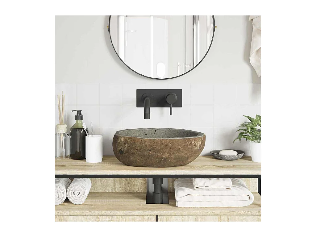 Lichtgrijze kom (30-37) x (25-30) x 12 cm riviersteen