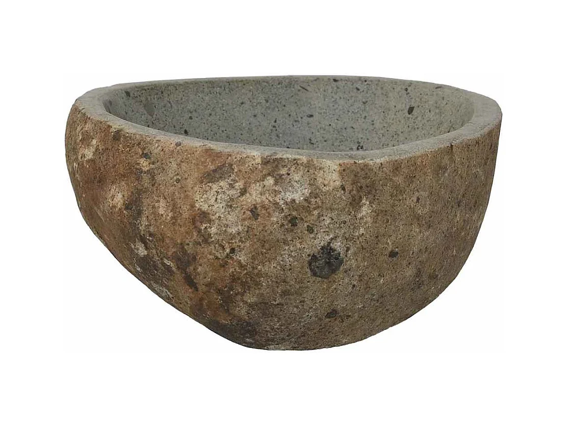 Lichtgrijze kom (30-37) x (25-30) x 12 cm riviersteen