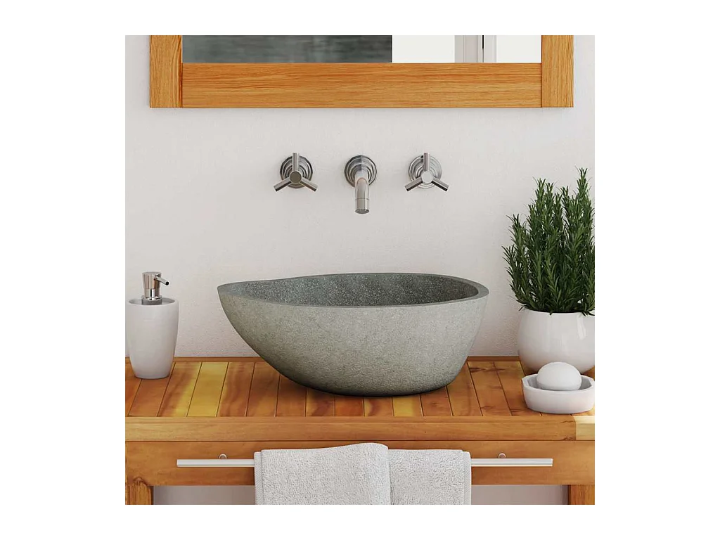 Lavabo ovalado de piedra de río (37-46) x (29-36) cm