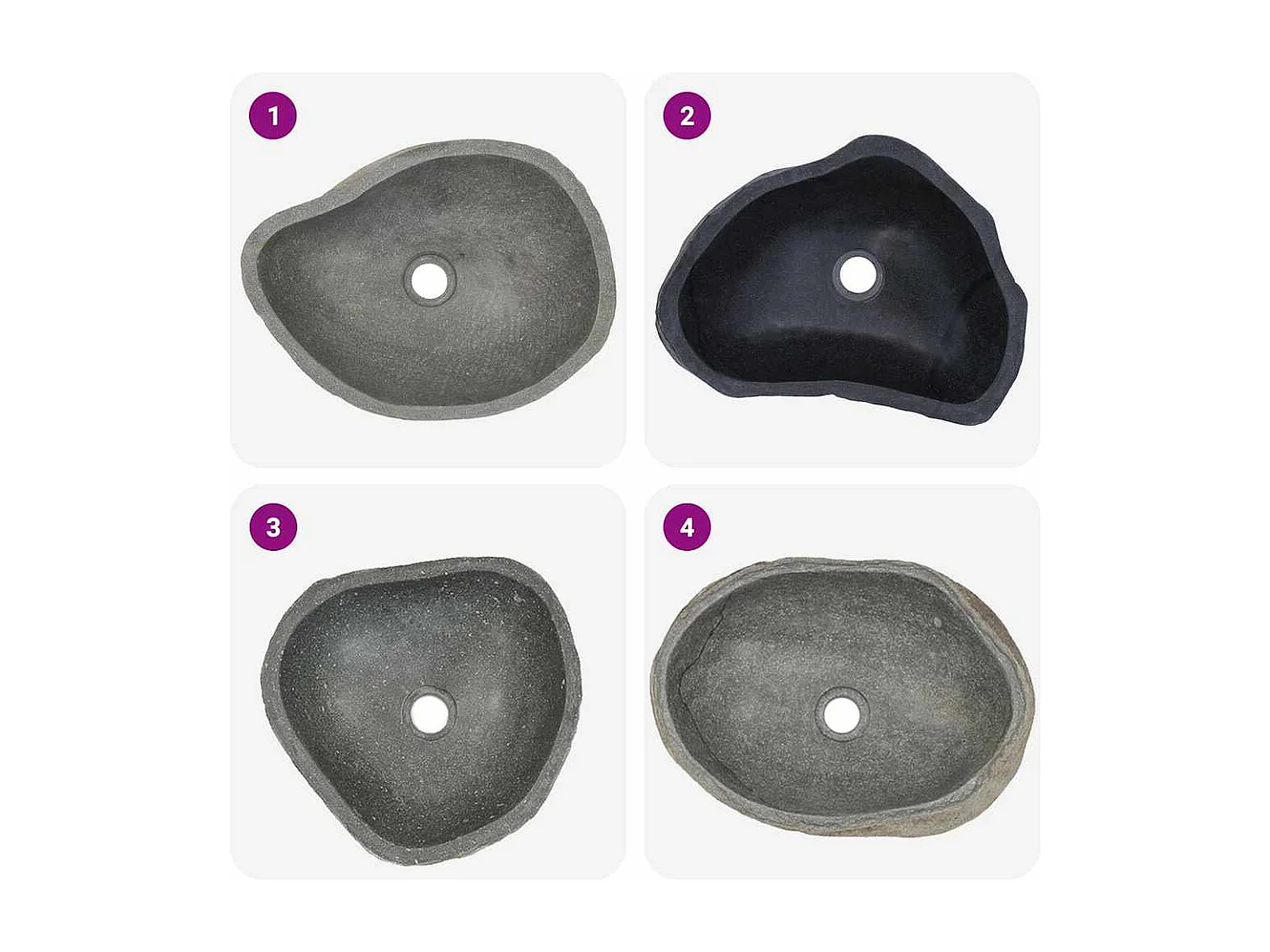 Lavabo ovalado de piedra de río (37-46) x (29-36) cm