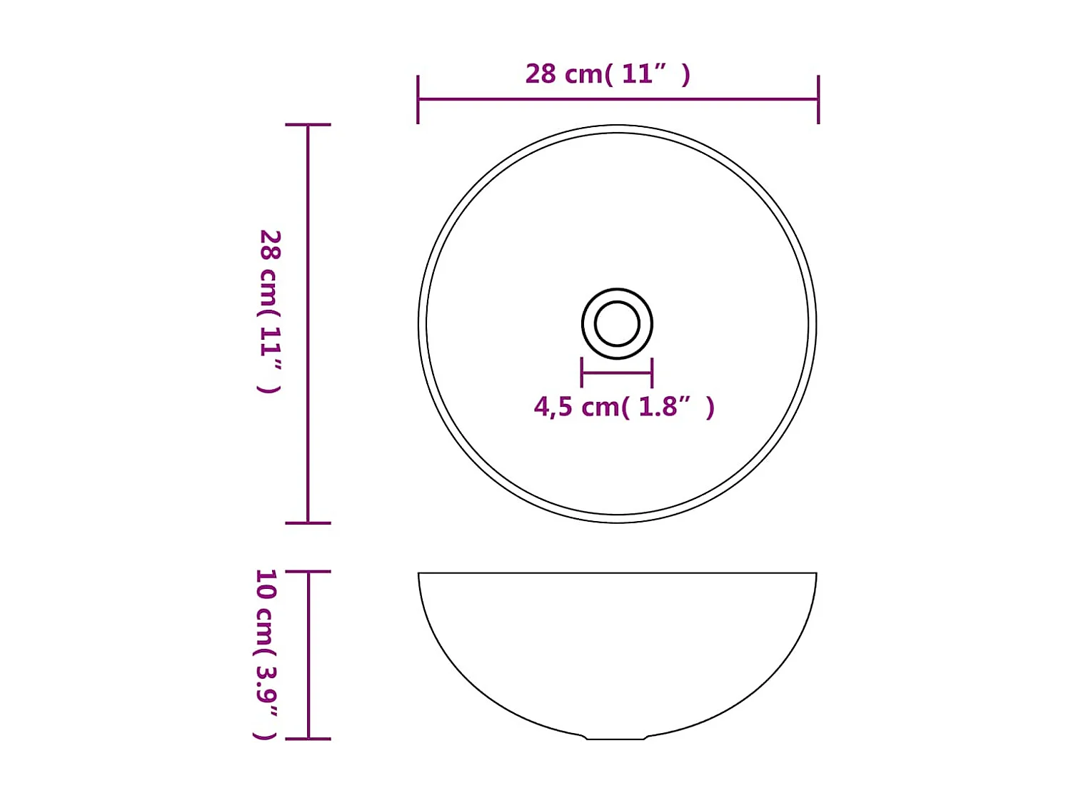 Lavabo 28 x 10 cm Ceramica Argento
