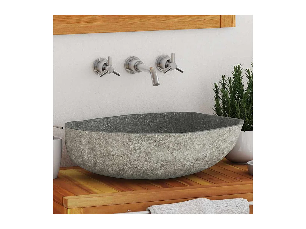 Ovale rivierstenen spoelbak (45-53) x (34-41) cm