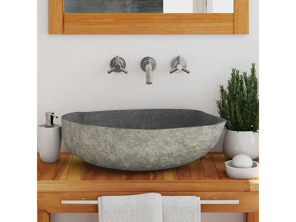 Lavello ovale in pietra di fiume (45-53) x (34-41) cm