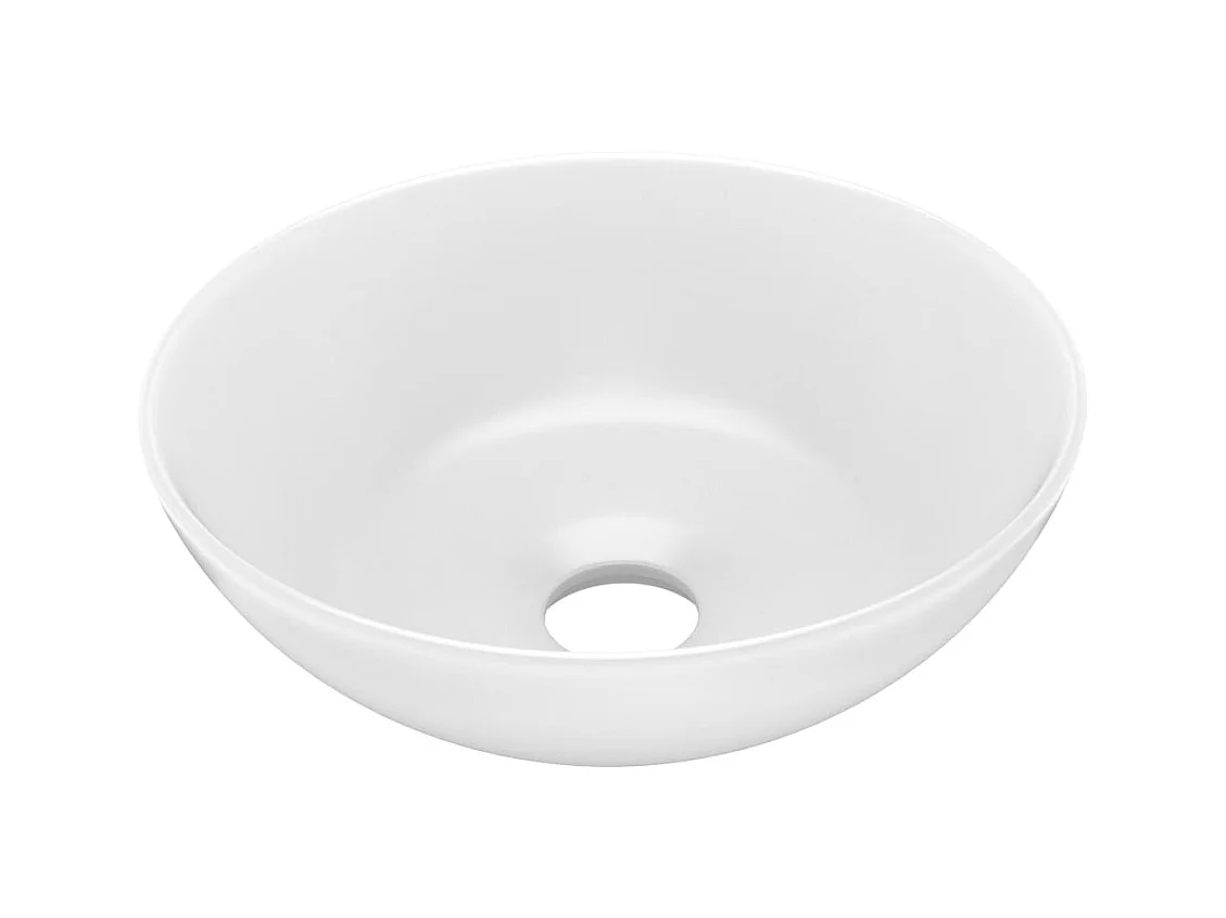 Lavabo de baño Cerámica Blanco Mate Redondo