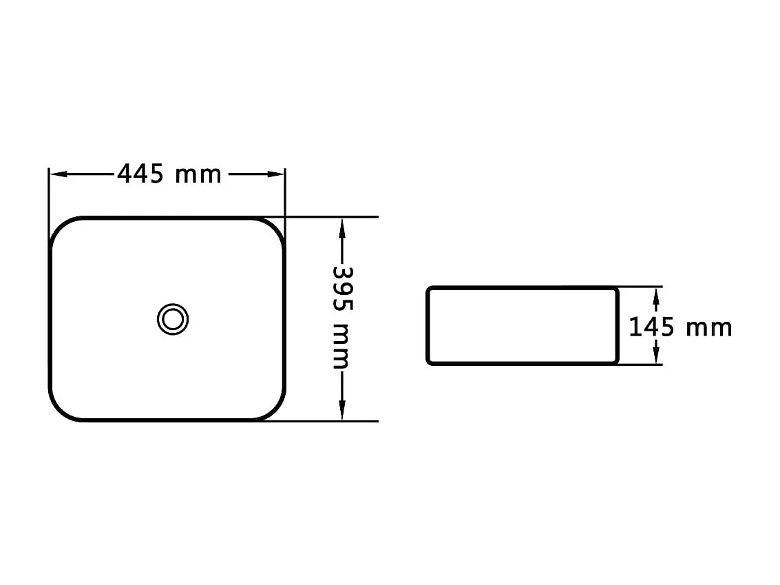 Waschbecken 44,5 x 39,5 x 14,5 cm, schwarze Keramik