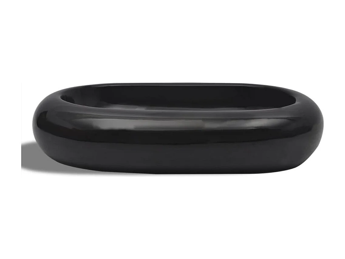 Lavabo ovalado de cerámica negra para baño.