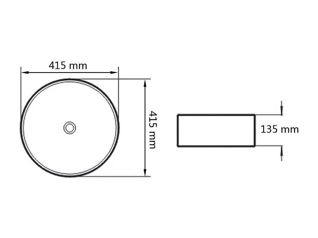 Lavabo redondo de cerámica blanco 41,5 x 13,5 cm