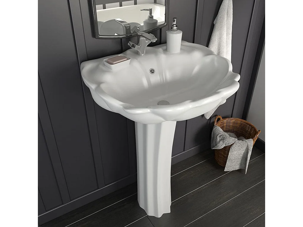 Lavabo freestanding con base Ceramica Bianco 580x510x200 mm