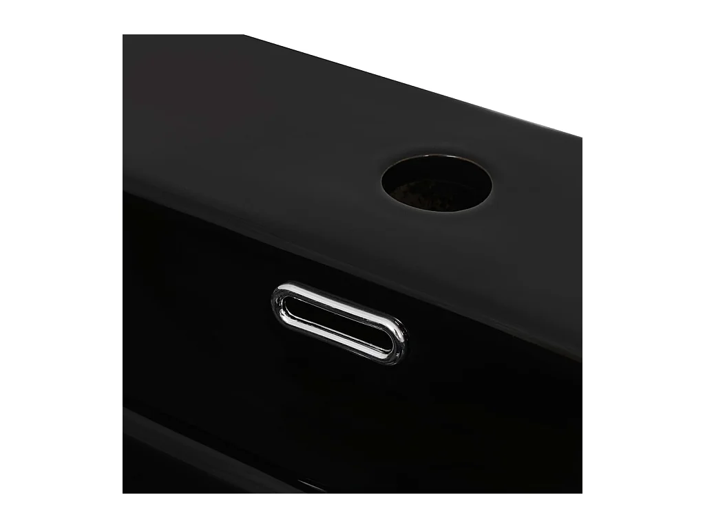 Lavabo de cerámica negra con orificio para grifería 76x42,5x14,5 cm