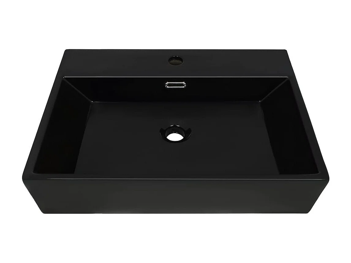 Lavabo de cerámica negra con orificio para grifería 76x42,5x14,5 cm