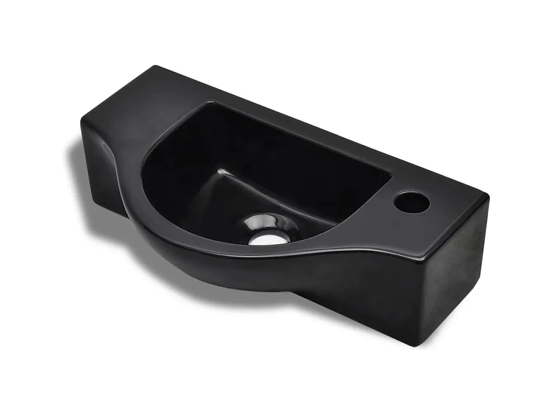 Grifo de cerámica negro con orificio para lavabo de baño.