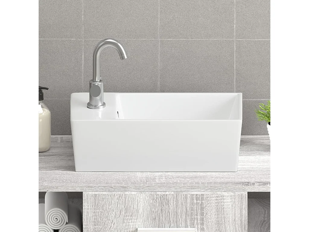 Lavabo blanc 48x25x15 cm céramique
