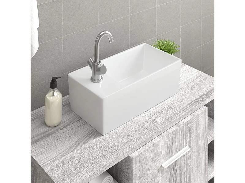 Witte wastafel 48x25x15 cm keramiek