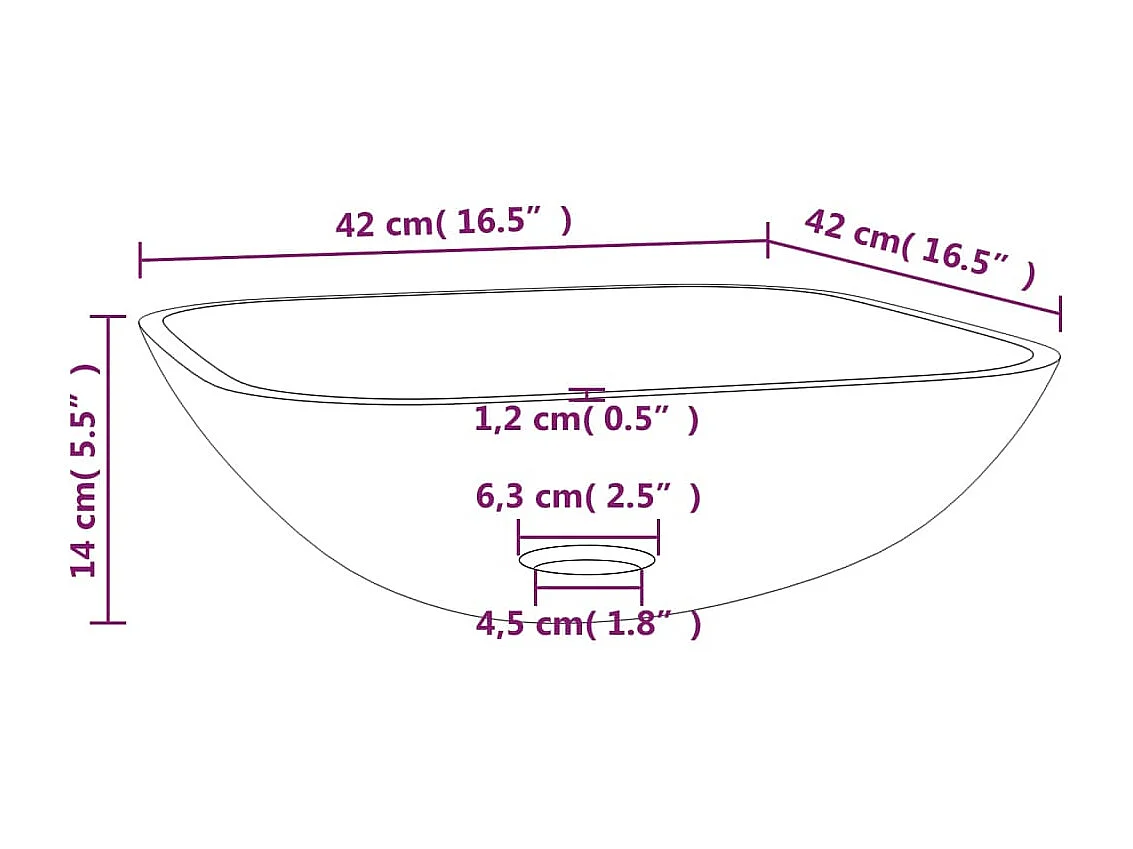 Lavabo de cristal 42x42x14 cm Oro