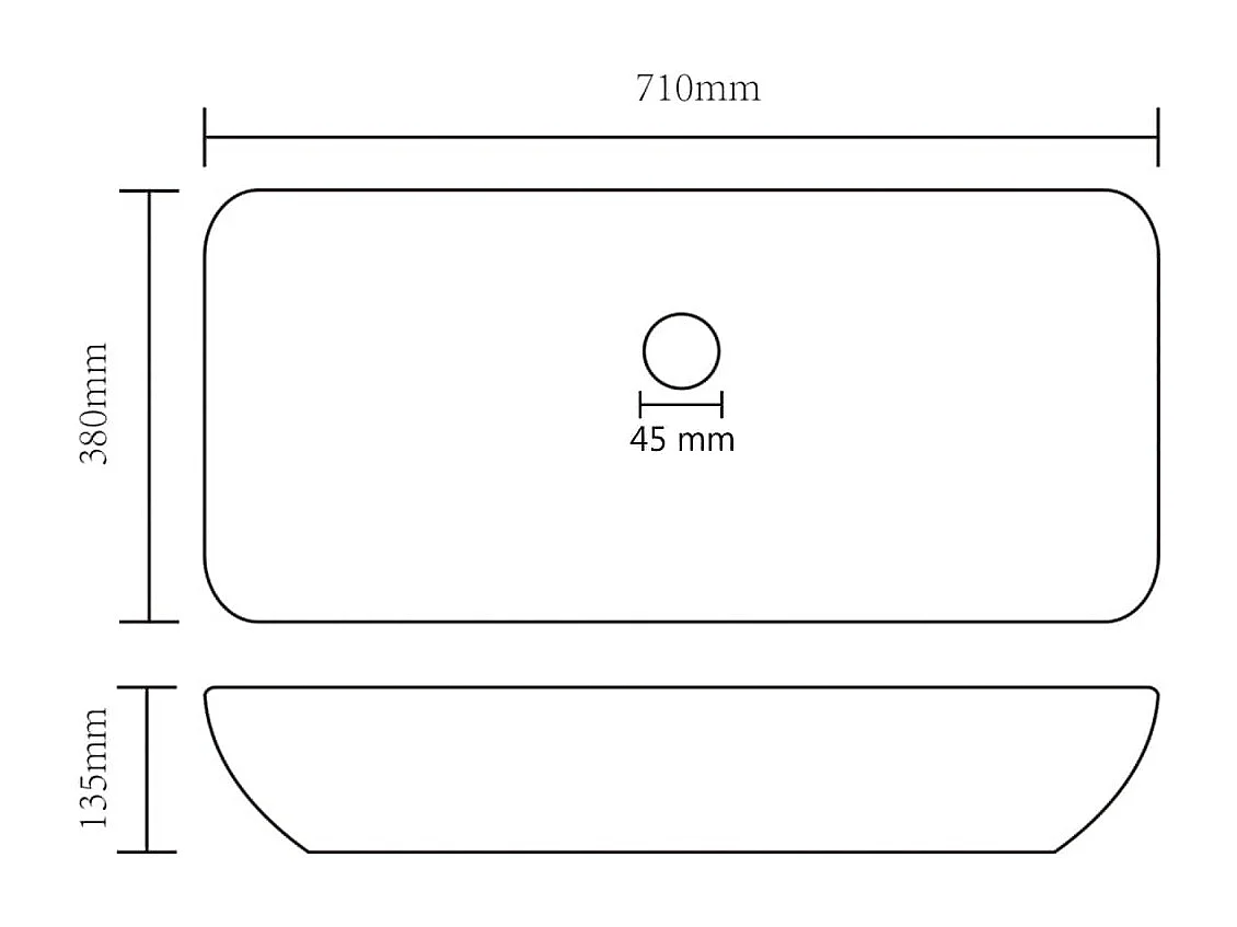 Lavabo rectangular de lujo Blanco mate 71x38 cm Cerámica