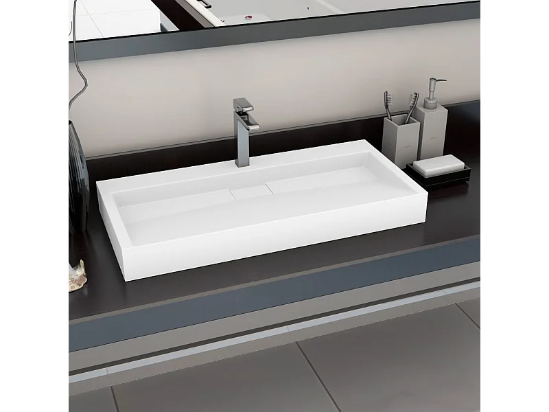 Lavabo 100x46x11 cm Mineral fundido/mármol Blanco