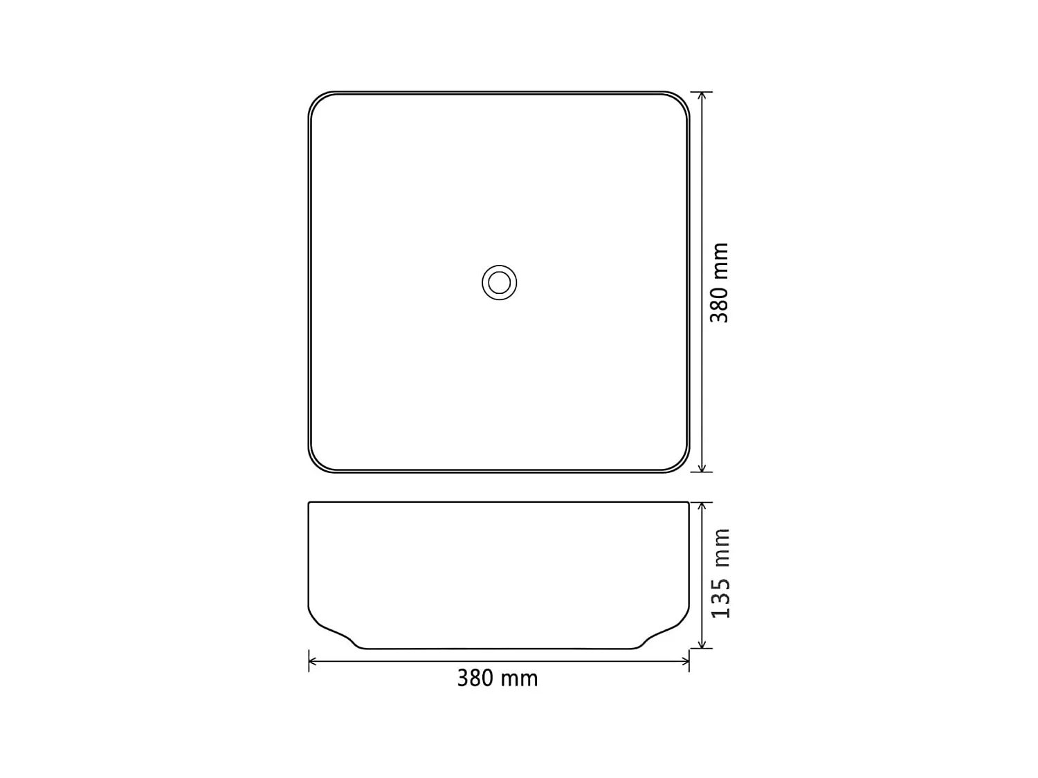 Lavabo carré Céramique Noir 38 x 38 x 13,5 cm