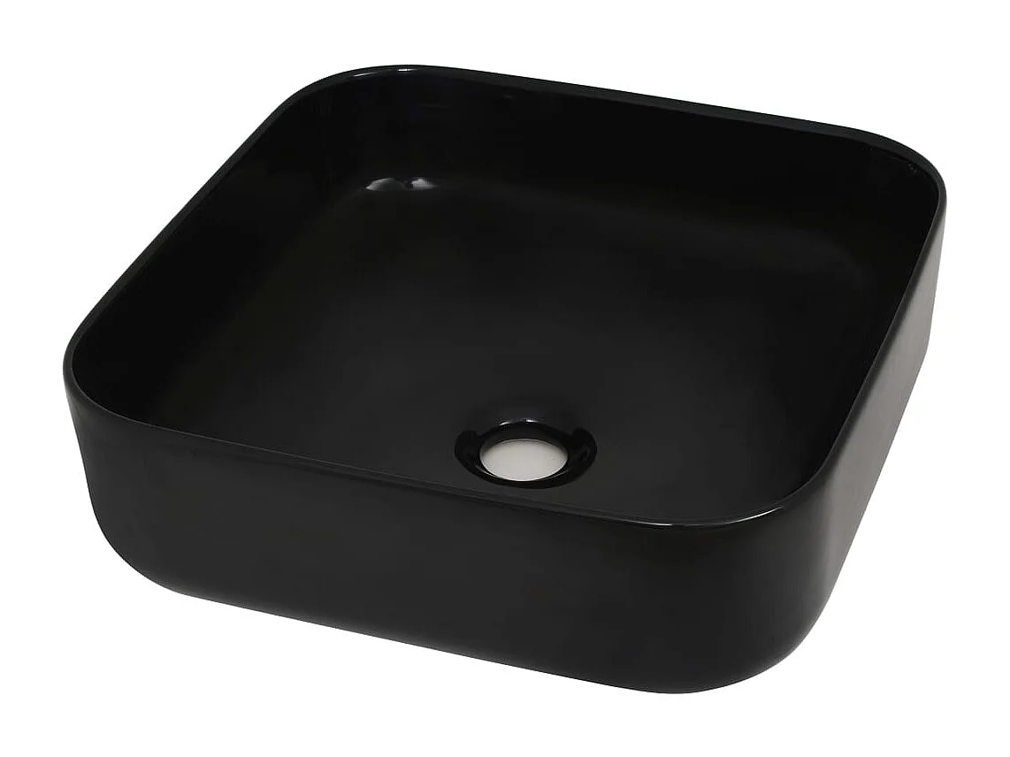 Lavabo cuadrado de cerámica negra 38 x 38 x 13,5 cm