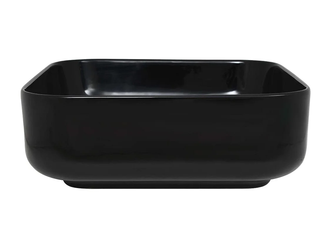 Lavabo cuadrado de cerámica negra 38 x 38 x 13,5 cm