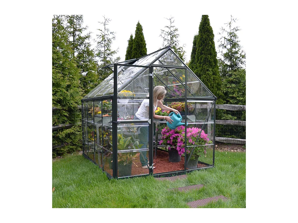 Serre de jardin en aluminium gris et polycarbonate Harmony 4.6m²