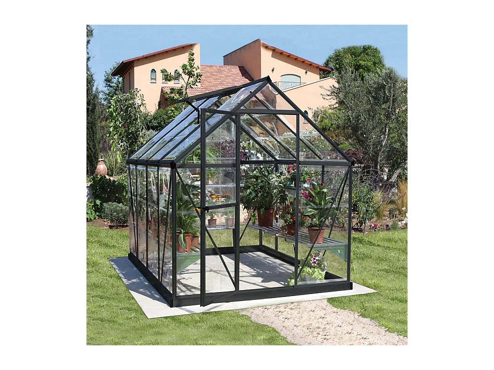 Serre de jardin en aluminium gris et polycarbonate Harmony 4.6m²