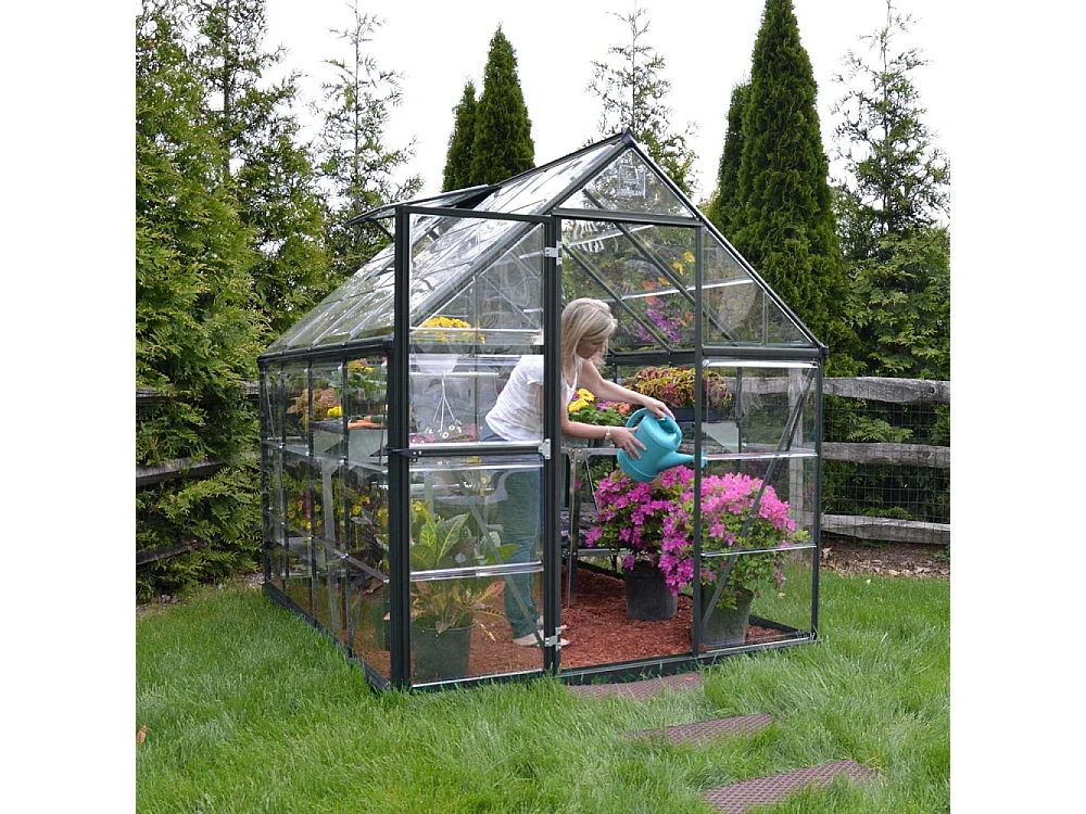 Serre de jardin en aluminium gris et polycarbonate Harmony 4.6m²