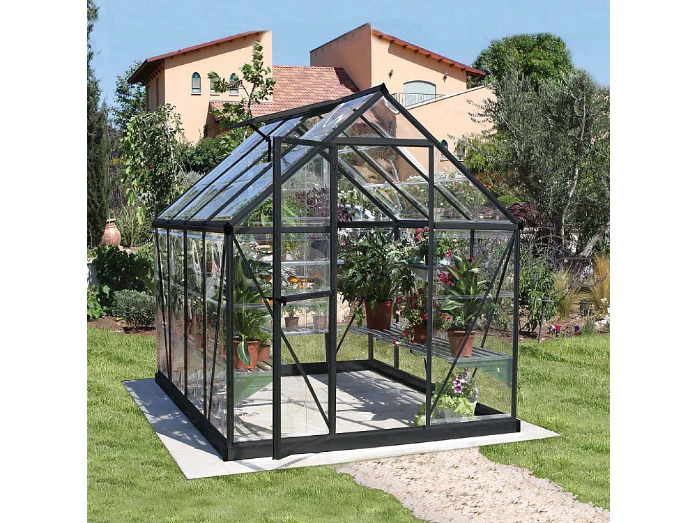 Serre de jardin en aluminium gris et polycarbonate Harmony 4.6m²