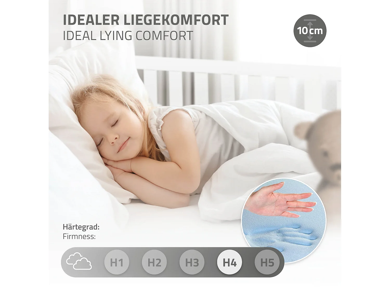 Lit cabane enfant 80x160 cm blanc en pin massif avec matelas, antichute, toit et sommier à lattes, couchage au sol Montessori pour fille garçon