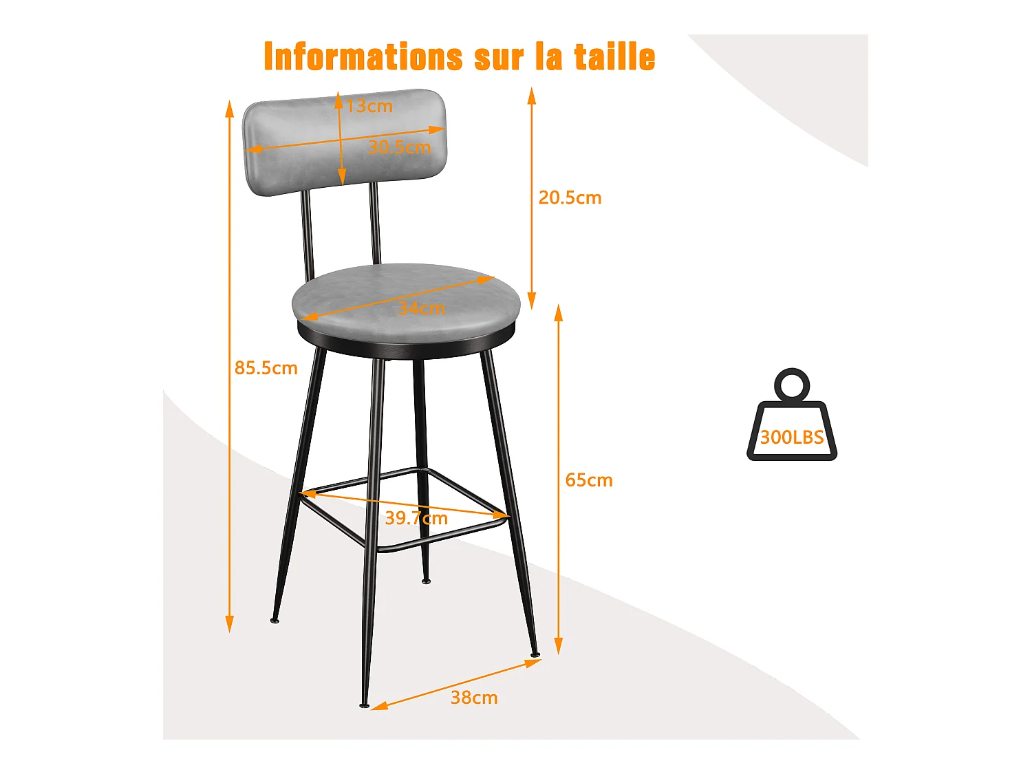 Set van 2 donkergrijze kunstleren barstoelen, modern design met ergonomische rugleuning, stevig metalen frame, comfortabel en gemakkelijk schoon te maken