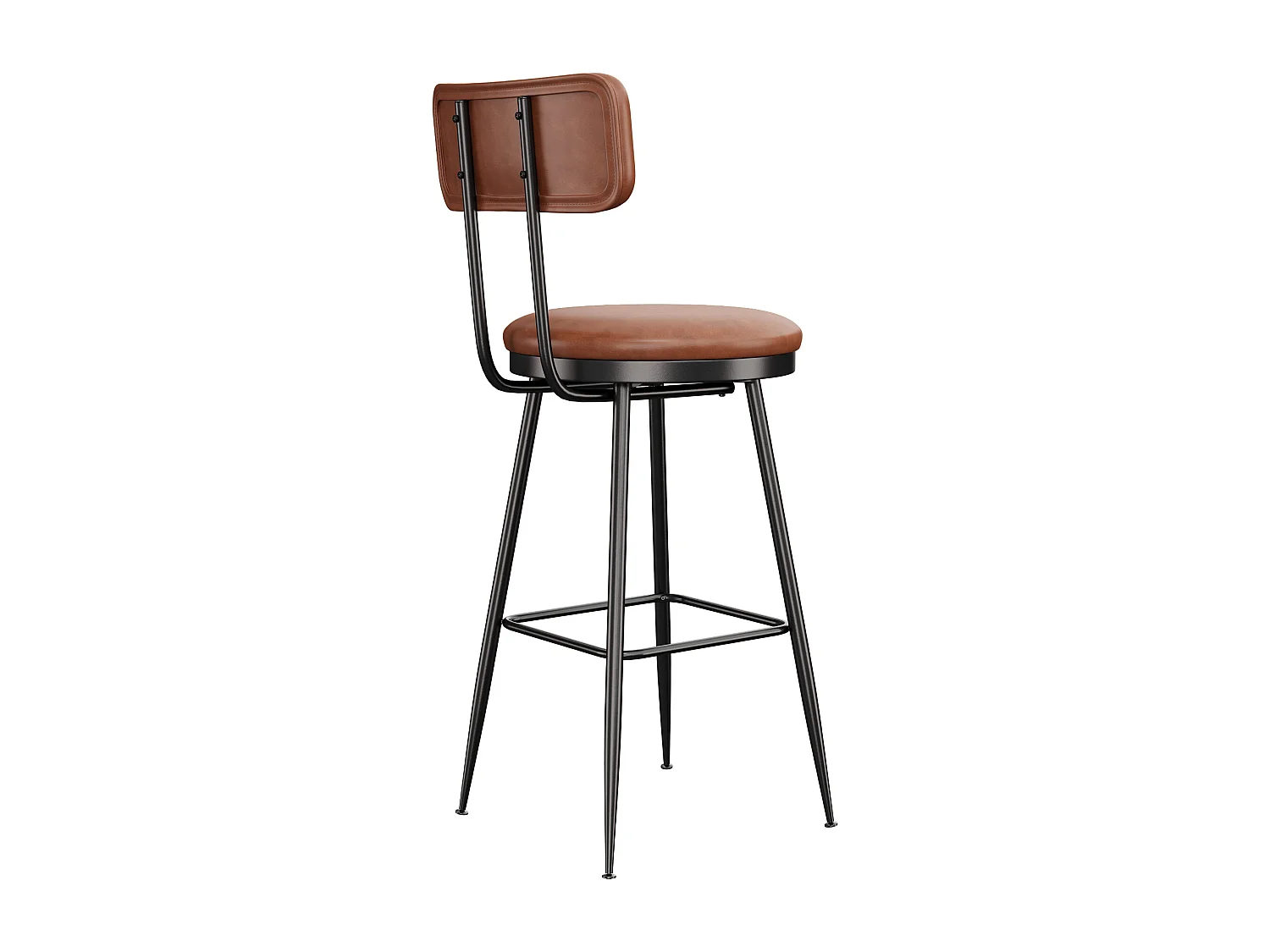 Lot de 2 chaises de bar en similicuir marron, design moderne et minimaliste, cadre métallique robuste, confortables avec dossier et faciles à nettoyer