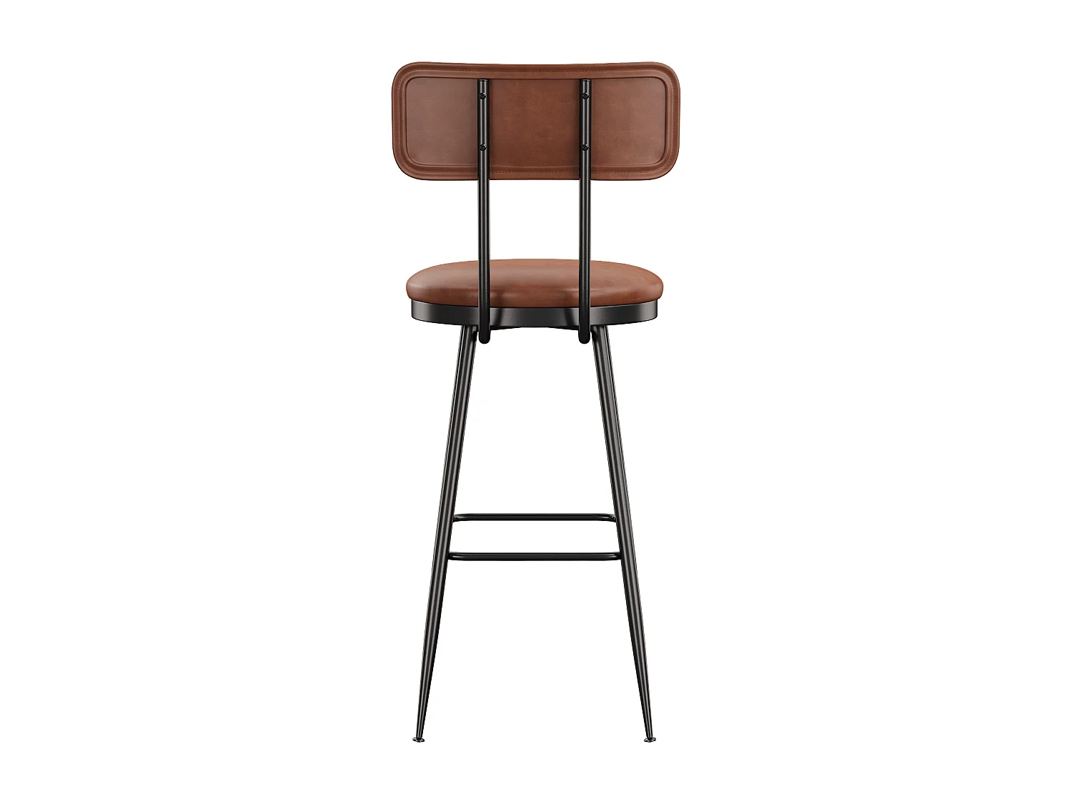 Lot de 2 chaises de bar en similicuir marron, design moderne et minimaliste, cadre métallique robuste, confortables avec dossier et faciles à nettoyer