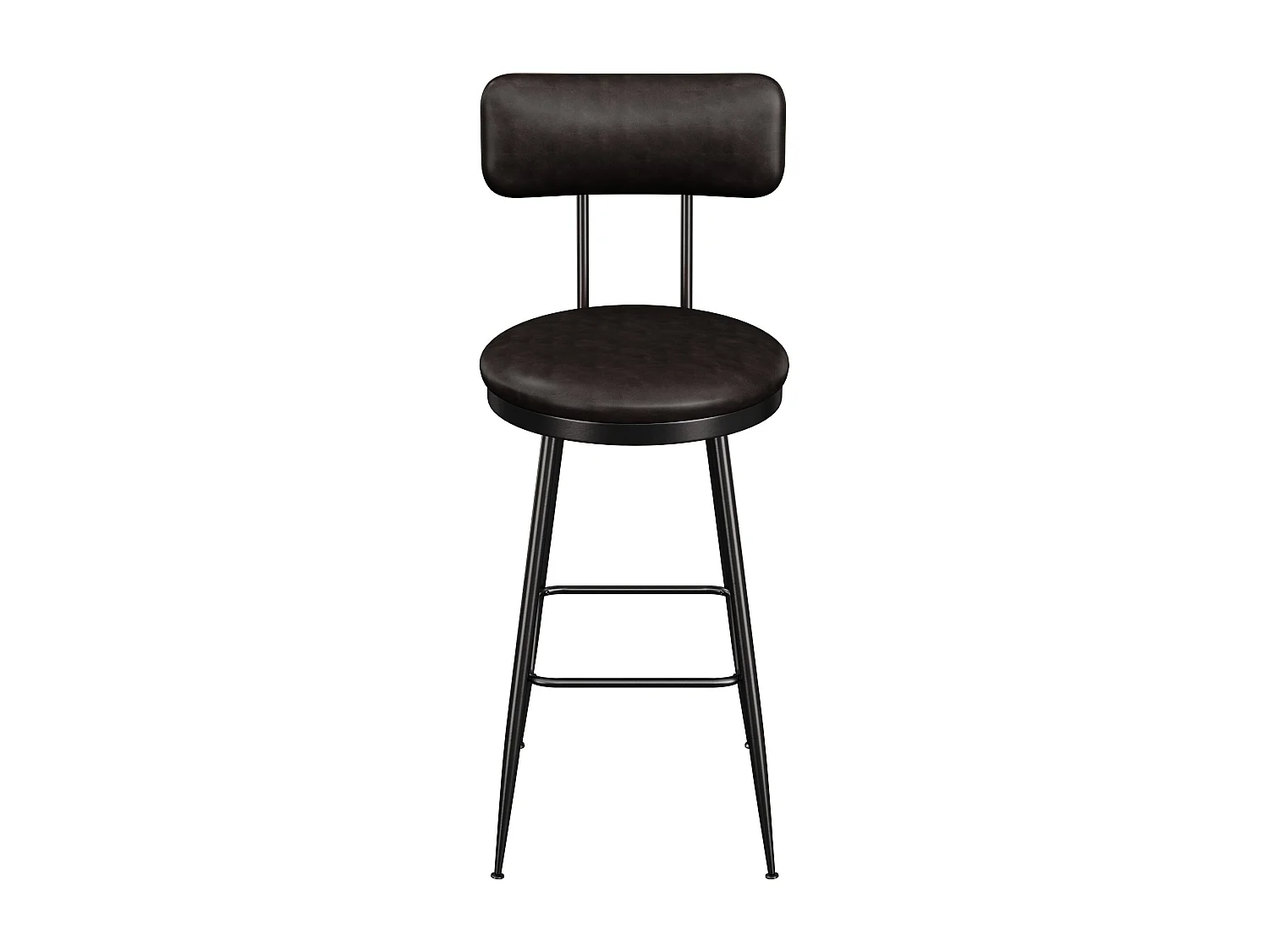Lot de 4 chaises de bar en similicuir noir, design moderne et minimaliste avec dossier ergonomique, cadre métallique robuste et assise confortable