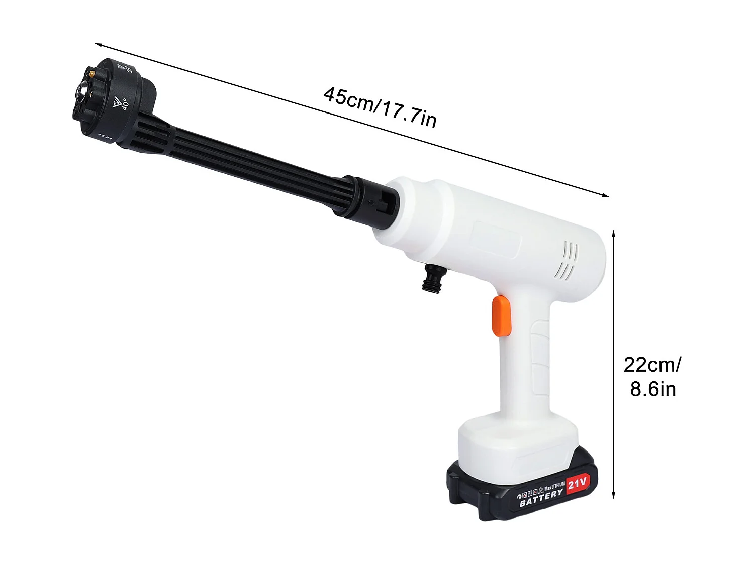 Nettoyeur haute pression électrique sans fil, 180 W,avec buse réglable 6 en 1, 2 batteries et 1 chargeur