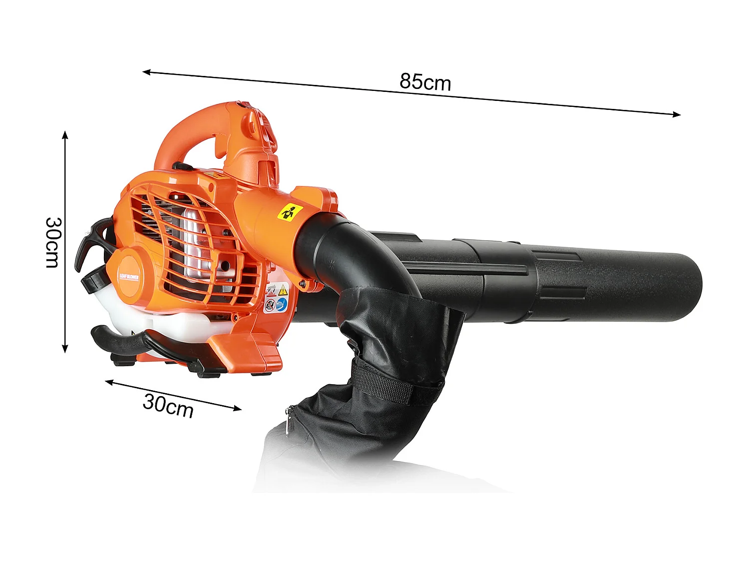 Souffleur aspirateur thermique portatif à 2 temps,avec tuyau de soufflage droit et courbé, orange