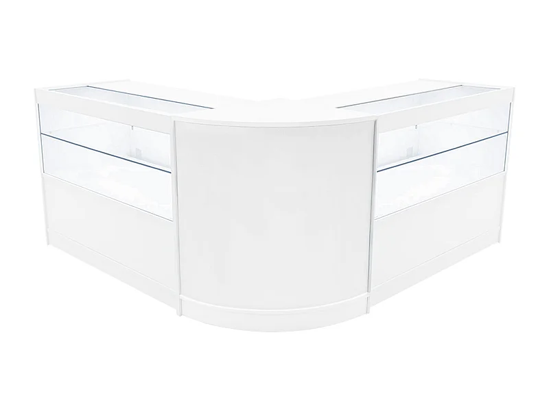Wit Winkel Toonbank Set Selene LED C1200 CM60 Afsluitbaar Vitrinekast
