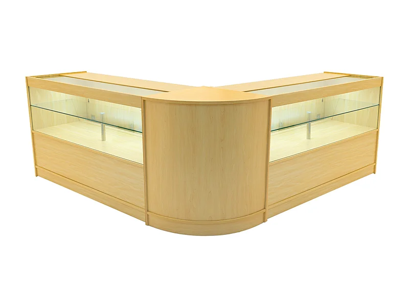 Comptoir de Ventes Verouillables en MDF Érable à LED Ensemble Selene C1500 CM60