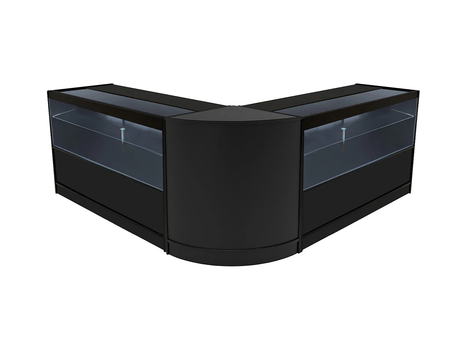 Comptoir de Ventes Verouillables en MDF Noir à LED Ensemble Selene C1500 CM60