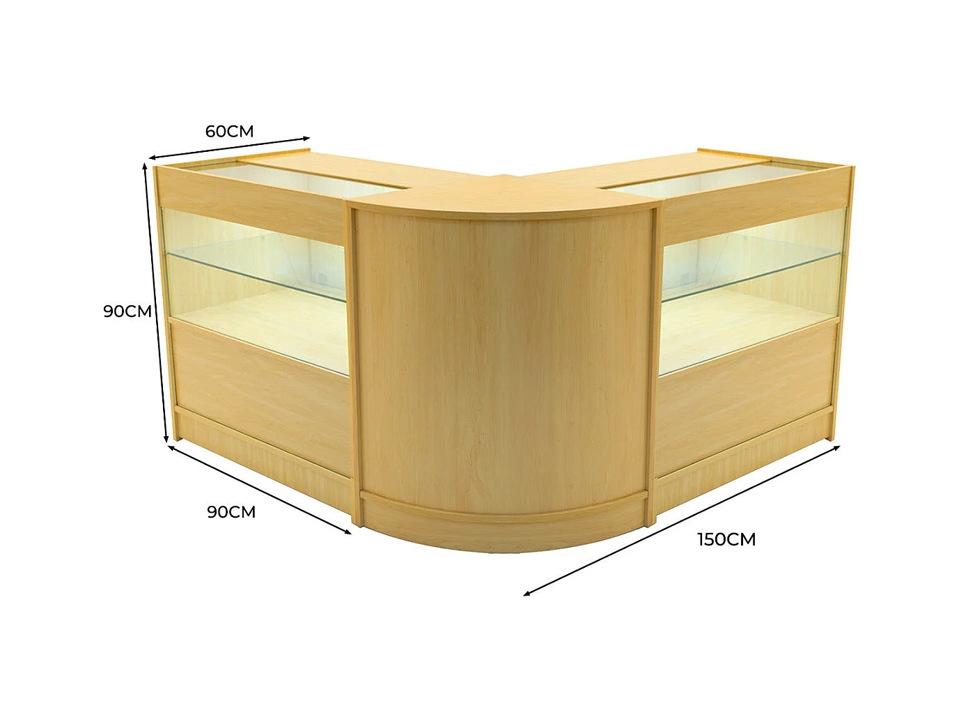 Set Banconi Acero Selene LED C900 CM60 con Serratura e Vetrina Espositiva