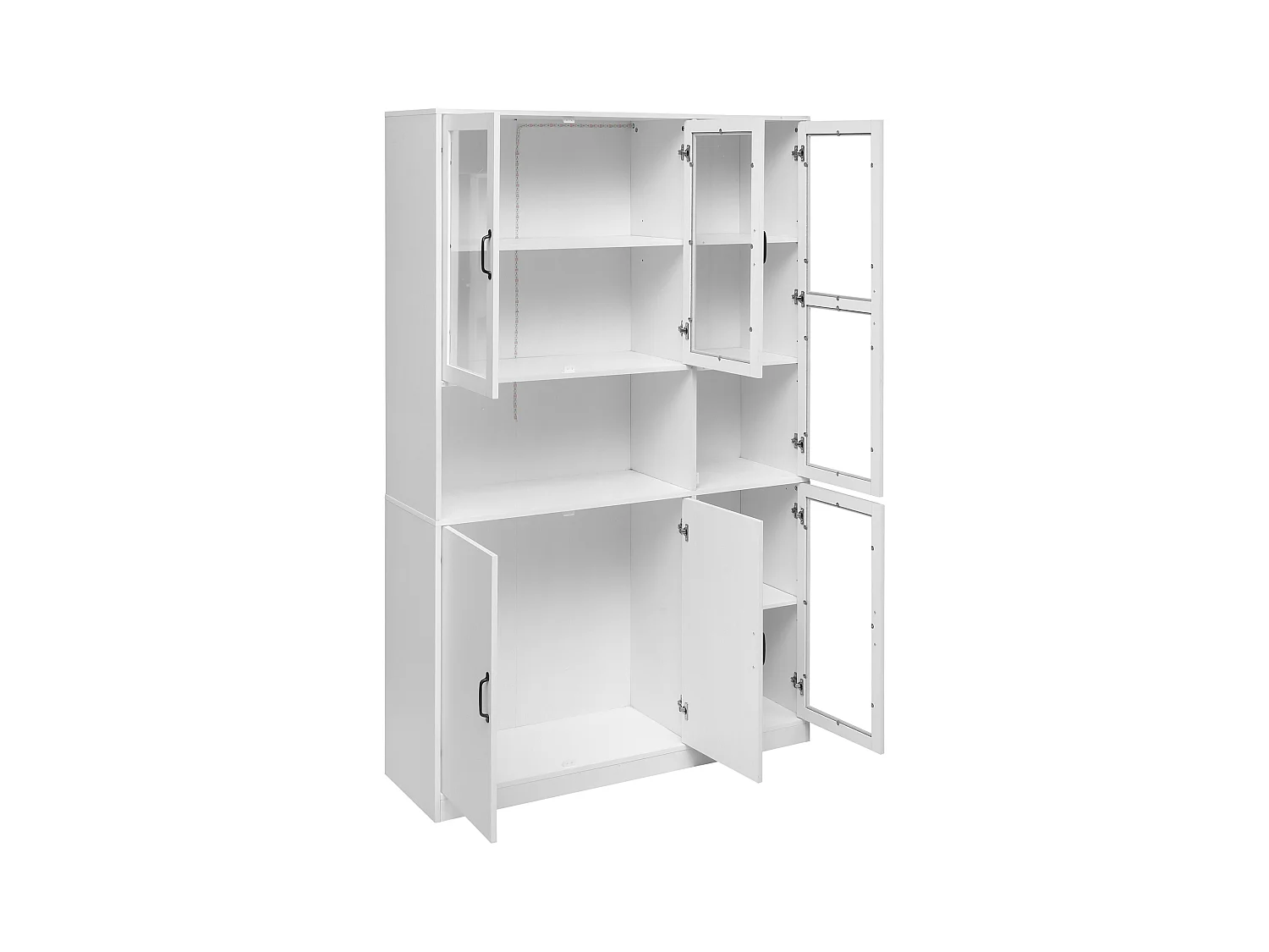 Vitrine 120x40x200 cm LED 6 portes - meuble de rangement en bois - noir