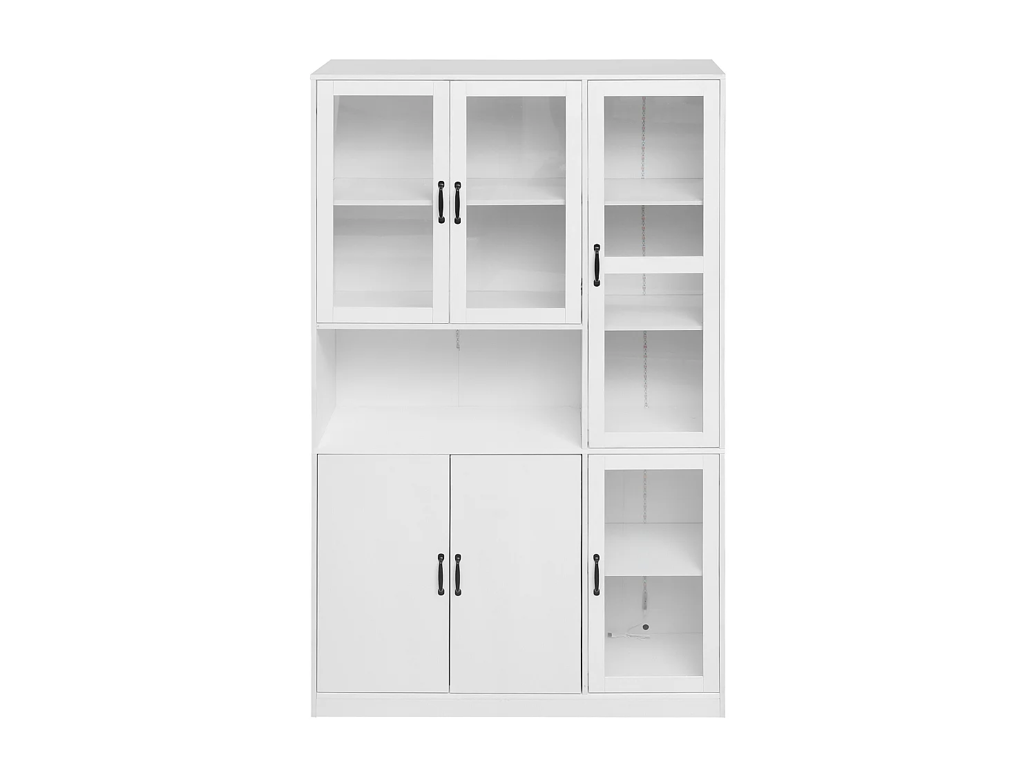 Vitrine 120x40x200 cm LED 6 portes - meuble de rangement en bois - noir