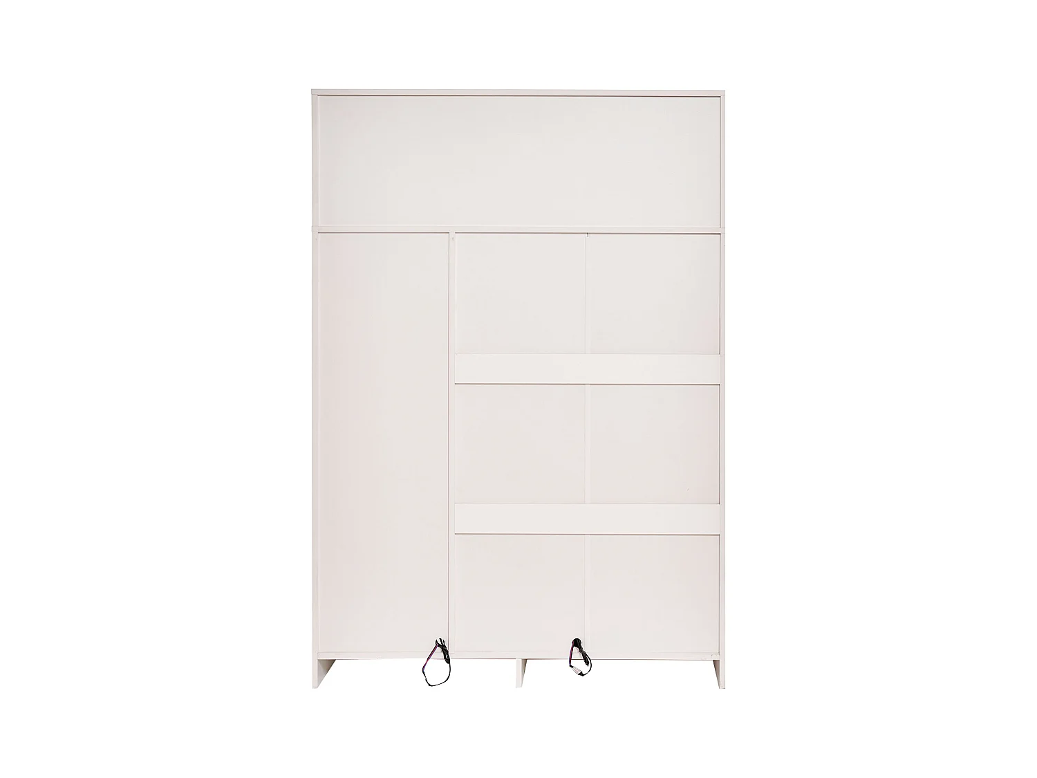 Armoire 110x50x160 cm LED avec 3 portes en vitrée 1 tiroir et 1 barre à vêtements - en bois - blanc
