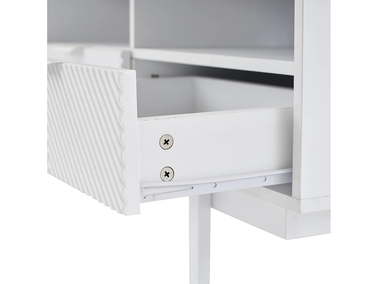 Meuble TV  200x40x51 cm avec 2 portes 2 tiroirs meuble de rangement en bois - blanc