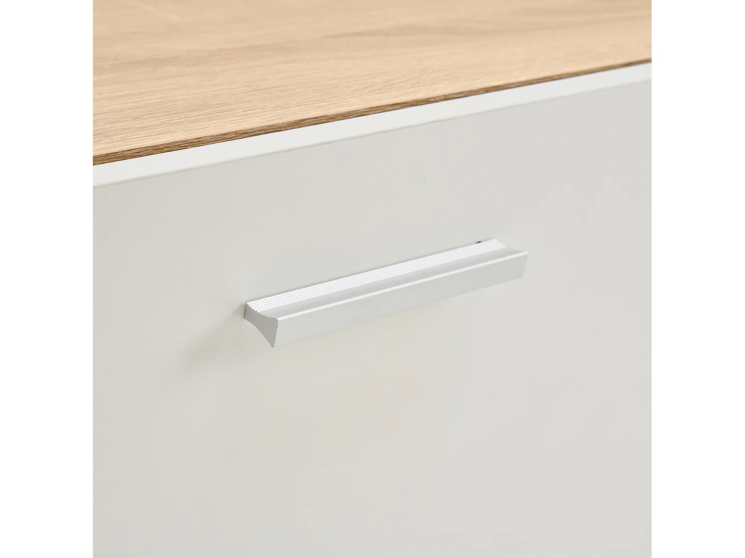 Woonkamer TV-meubelset met houten opbergruimte - wit (180x33,5x151,5 cm)